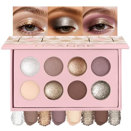 Image of UCANBE 8 Color Matte Sparkling Shimmer Baked Eyeshadow Palette – Highly Pigmented, Smooth & Blendable Formula with Neutral & Earthy Tones for Everyday & Dramatic Eye Makeup Pallet
