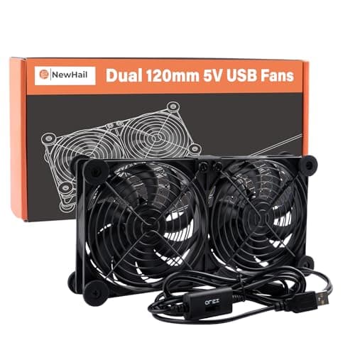 Image of NewHail Quiet Dual 120mm Router Fan Cooler with L/M/H 3-Degree Speed Controller, DC 5V USB Powered Cooling Case Fan for Router Modem Receiver DVR PlayStation TV Box
