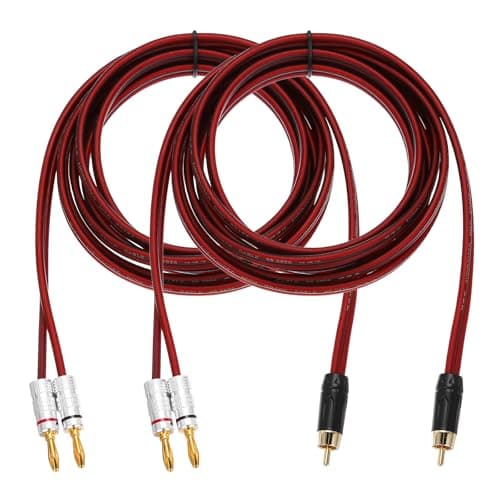 Image of sourcing map 2 Pcs 1 RCA to 2 4mm Banana Plug Speaker Cable, 14AWG Gold Plated RCA Audio Cable, Splitter Audio Cable for Speaker Amplifiers Subwoofer, 9.8ft