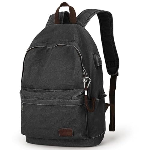 Image of Muzee Canvas School Backpack with 15.6 inch Laptop for Men Women, Lightweight Anti-Theft Travel Daypack College Student Backpack Mit USB Charging Port
