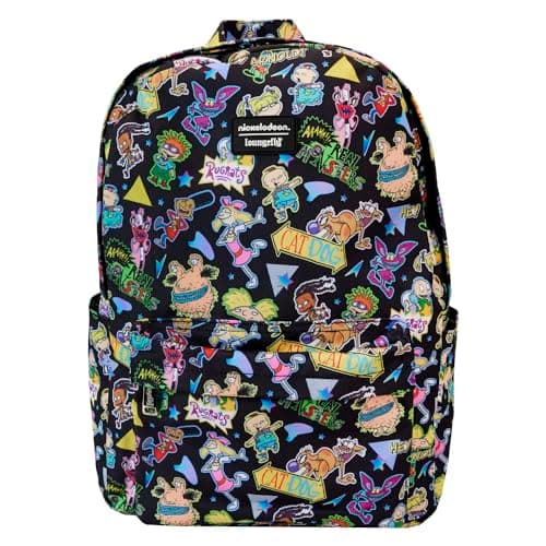 Image of Loungefly Nickelodeon Retro AOP Full Size Nylon Backpack