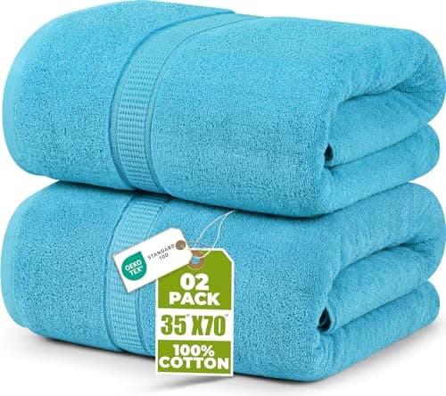 Image of Utopia Towels - Premium Jumbo Bath Sheet (90 x 180 cm, 8 Pack) - 100% Ring Spun Cotton Highly Absorbent and Quick Dry Extra Large Bath Sheet - Super Soft Hotel Quality Towel (Turquoise)