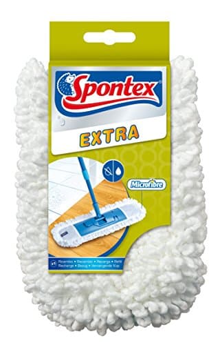 Image of Spontex Extra Flat Mop Refill | Ultra Large & Soft Microfibre Mop Head for Wet & Dry | Cleans Laminate, Wood & Tile Flooring