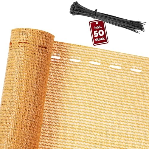 Image of Privacy Screen Balcony Protect Rectangle Deck Patio Backyard Fence Porch Garden Sun Shade UV Wind Protection 1.4x10m Beige