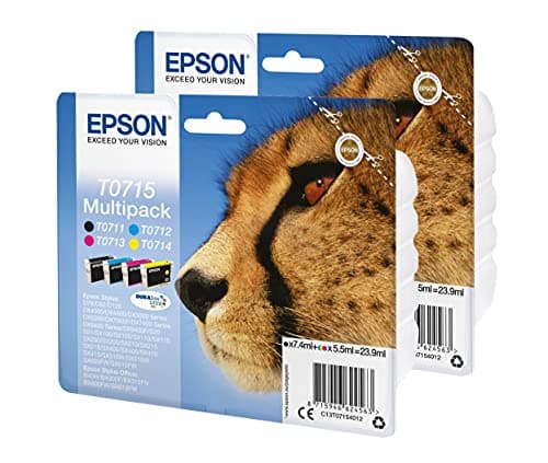 Image of Epson T0715 Original Multipack Twin Ink Cartridges (Pack Contains 2x Black, 2x Cyan, 2x Magenta and 2x Yellow), Genuine