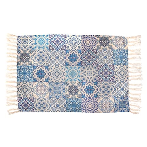 Image of Sass & Belle Blue Tile Print Rug Small