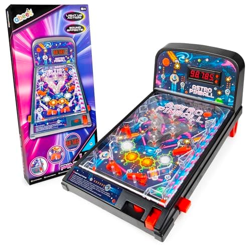 Image of abeec LED Table Top Pinball Machine – Electronic Arcade Game with Lights and Sound Effects – Mini Pinball Machine with Digital Scoreboard – Fun Retro Gift for Boys and Girls Age 5 Plus