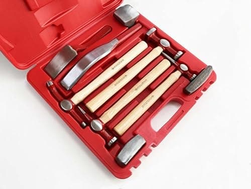 Image of Toolzone Craft Panel Beating Kit Panel Beating Hammer and Dolly Set Hammers Set for Car Auto Body Panel Repair with Storage Case
