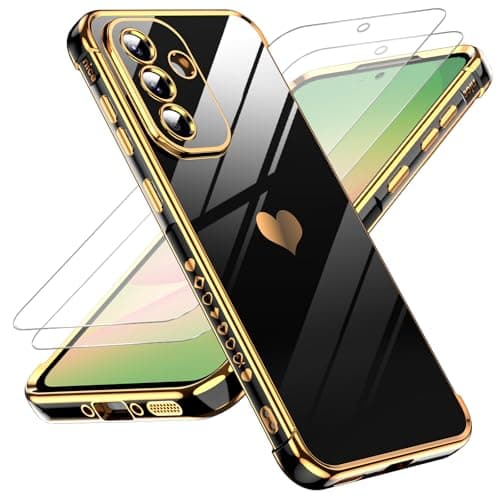 Image of LeYi for Samsung Galaxy A56 5G Phone Case with 2 Tempered Glass Screen Protector, Protective Shockproof Scratch Resistant Silicone, Slim Soft TPU Mobile Cover for A 56 5G Black