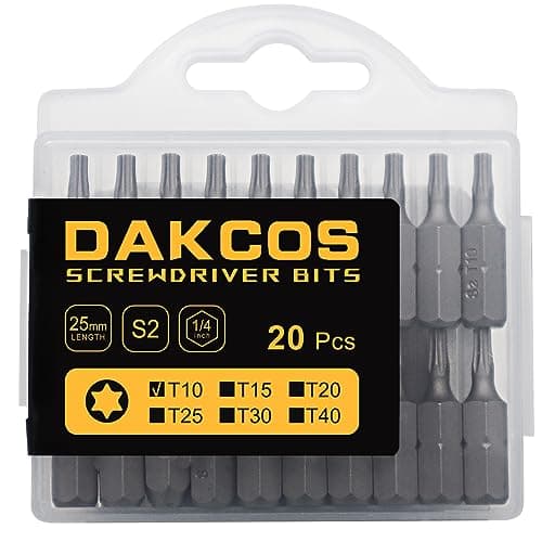 Image of DAKCOS T10 Torx Bit, 20PCS Impact Driver Bits, 1/4" Screwdriver Bit Sets, Premium S2 Alloy Steel Bits, 25mm Long