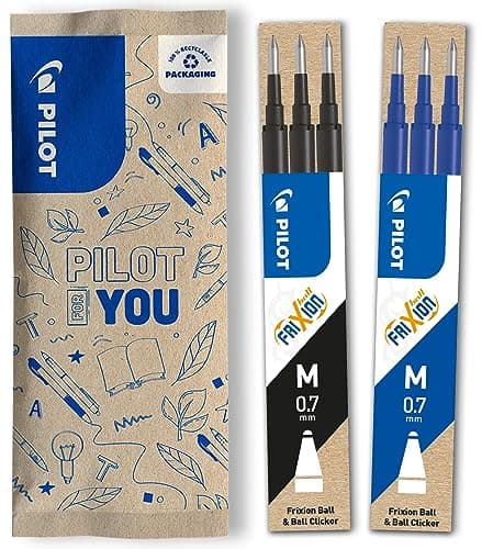Image of PILOT - Pack of 2 sets of 3 Refills 0,7 - Erasable ink for Frixion - Medium - Assorted Colors, 1 Black, 1 Blue