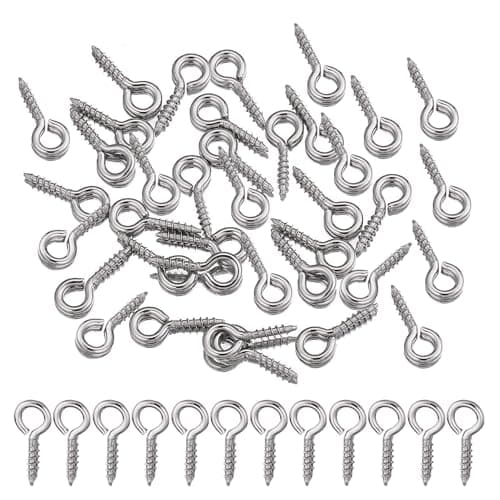 Image of 50 PCS Screw Eyes, 304 Stainless Steel Eye Pins Eye Screws 20x10mm Mini Eye Hooks Screw for Hanging DIY Craft Clay Pendants Jewellery Making