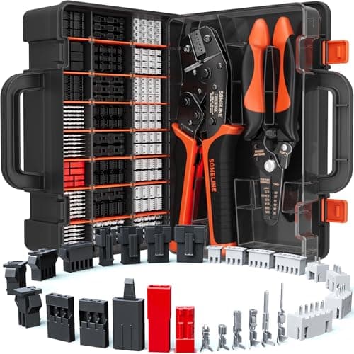 Image of SOMELINE Crimp Tool Connector Kit, JST-XH/SM/SYP 2.5 mm and 2.54 mm Connector Set, 27 Styles, 0.05-0.5 mm²(30-20 AWG) Ratcheting Crimper for Dupont,JST Series,KF2510,Molex,AMP EI Series