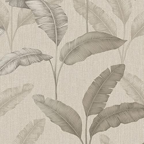 Image of Amara Palm Wallpaper - Modern Wallpaper for Living Room, Bedroom, Fireplace - Decorative Luxury Tropical Wall Paper with Metallic Tone (Beige/Gold)