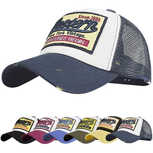 Image of UMIPUBO Baseball Cap Mesh Hats for Men Women Unisex Embroidered Letter Patch Casual Hats Hip Hop Sun Hats (Navy)