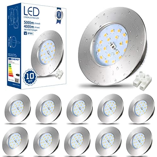 Image of HiBay 10x 5W LED Recessed Spotlights Ceiling Lights IP44 Bathroom Downlights Brushed Chrome Spot Lights Ultra Slim Downlighters Cool White 6000K 240V