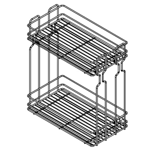 Image of B2C Kitchen Cargo Pull Out Basket 2 Tier Soft Closing Cabinet Storage Wire Drower Organizer Soft Close Metal Caddy With Slides (Anthracite, 300mm)