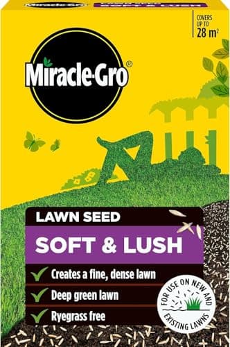 Image of Miracle Gro Soft & Lush Lawn Seed 420g | Ryegrass Free Fine Texture Grass Seed | for a Deep Green Dense Luxury Lawn | Fescue & Browntop Bent Mix | Covers Up to 16m2 | Covers Up to 14m2