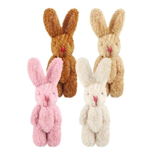 Image of CBMZHF Pack of 4 Easter Mini Plush Rabbit Tiny Joint Bunny 2.4 Inch Small Rabbit Doll Soft Stuffed Animal Toy for Birthday Cakes Wedding Decorations Party Favour