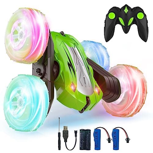 Image of Rodzon Remote Control Cars for Kids Toys 6+ Year Old Boys,Stunt Cars Wheel Lights Rc Car,Christmas Birthday Gift Boy Girls Age 6+ Years (Green)