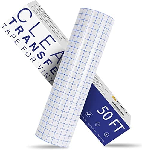 Image of HTVRONT Transfer Tape for Vinyl -12" x 50FT(30.5 * 1524 cm) Blue Grid Vinyl Transfer Tape Roll for Decals,Signs, Stickers
