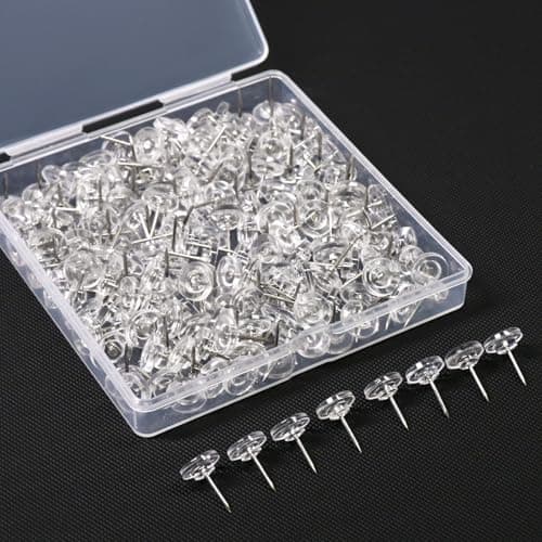 Image of Coideal Clear Push Pins for Pinboard, 200 Pcs Transparent Drawing Pins, Plastic Round Head with Steel Point for Cork, Bulletin Board
