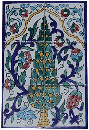 Image of Tile Picture Ceramic Tiles Oriental Hand Painted Wall Tiles Mediterranean 45 x 30 cm