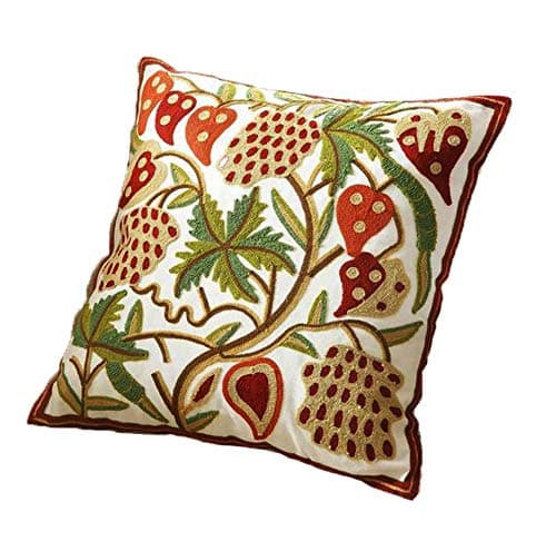 Image of ZUODU 45 x 45 Cm Embroidered Cotton Green Leaf Cushion Cover Orange Decorative Throw Pepper Pillow Cover 18 by 18 Inches Cushion Case Pillow Case -(Colour A)