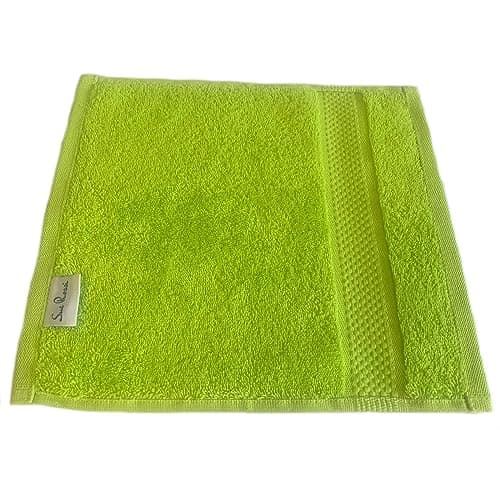 Image of Sue Rossi Towels 100% Turkish Combed Organic Cotton, 600gsm Thick, Plush Soft & Highly Absorbent, Quick Dry Home Or Hotel Quality Bathroom Towel (Lime Green, Face Cloth Flannel)