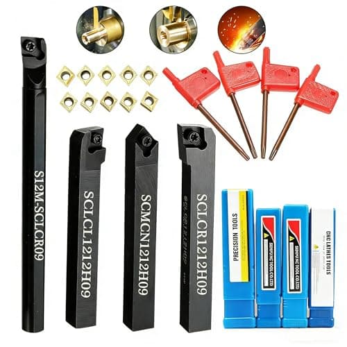 Image of Anhoe 14Pcs Indexable Lathe Turning Tool Set, 12mm (1/2") Carbide Shank Holders (SCLCR/L & SCMCN) with 10Pcs Carbide Inserts & Wrenches, Metalworking Cutting Boring CNC Tooling Kit