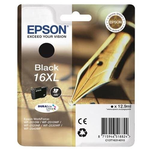 Image of Epson 16XL Inkjet Cartridge Pen & Crossword Page Life 500pp Black Ref T16314010 102104