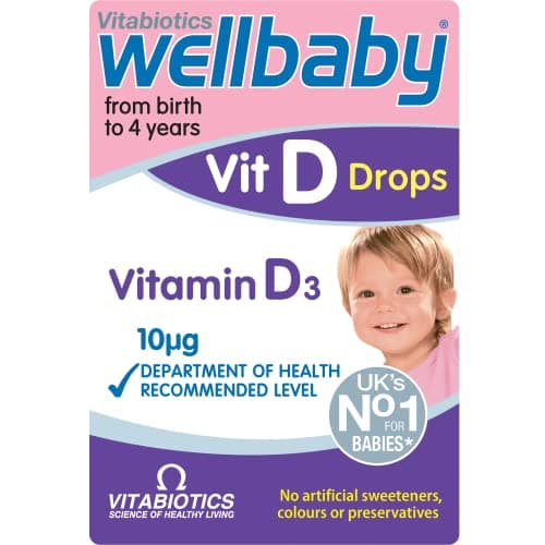 Image of Wellbaby VIT D Drops by Vitabiotics - Vitamin D Drops for Babies from Birth to 4 Years - from The UK’s No.1 Baby Supplement Brand
