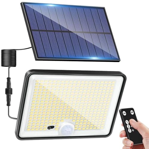 Image of LOTMOS Solar Lights Outdoor, 342LED Remote Solar Security Lights Outdoor Motion Sensor, 3 Modes Garden Light Solar Powered Waterproof Pir Flood Lighting for Yard Shed Garage Outside,Cool White