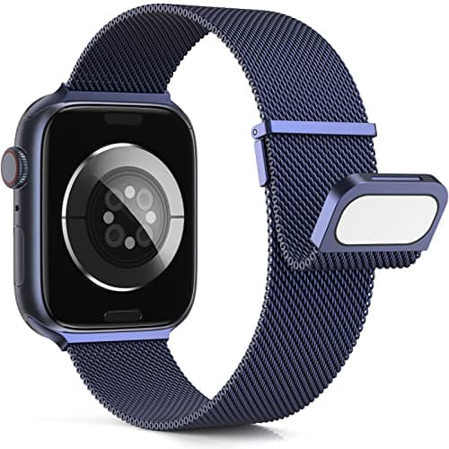 Image of Higgs Strap Compatible with Apple Watch Straps 46mm 44mm 45mm 42mm 49mm Women Men, Dual Magnetic Adjustable Replacement Band for iWatch iWatch Series 11 10 9 8 7 6 5 4 SE Ultra 3/2, Fashion Strap Blue