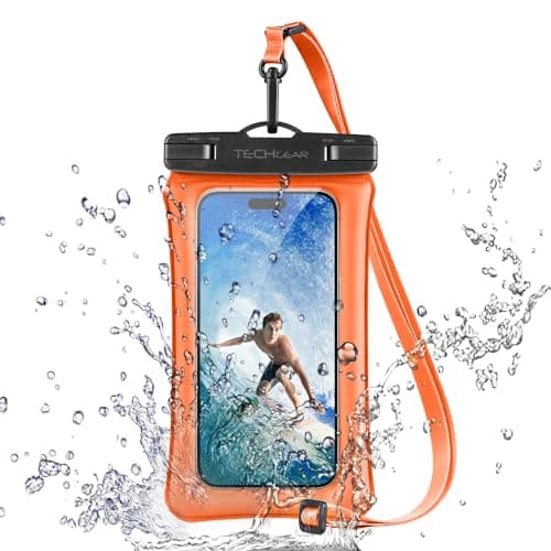 Image of TECHGEAR Waterproof Phone Pouch, IPX8 Floating Case for Swimming, Waterproof Phone Bag with Lanyard Compatible for iPhone 17 16e 16 15 14 13, Samsung Galaxy S25 S24 S23 S22+ S21 Ultra A17 A36 A26 A56