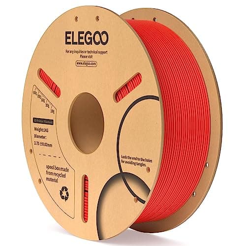 Image of ELEGOO PLA Filament 1.75mm Red 1KG, Dimensional Accuracy +/- 0.02mm, 1kg Cardboard Spool(2.2lbs) 3D Printing Filament Fits for Most FDM 3D Printers