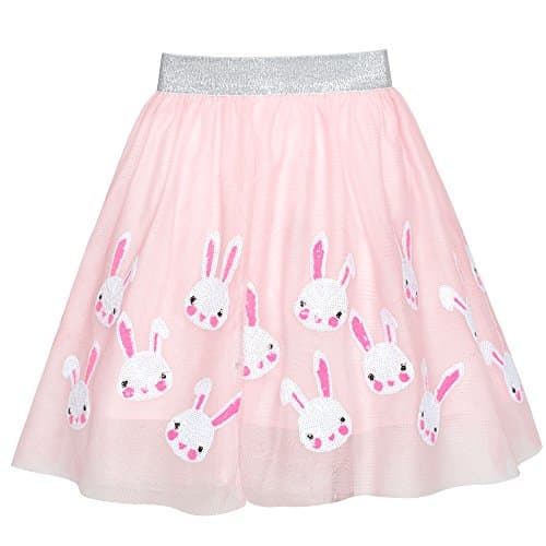 Image of Sunny Fashion Girls Skirt Pink Bunny Rabbit Sequins Sparkling Tutu Dancing Age , 9-10 Years, Light Pink