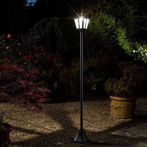 Image of Garden Mile 1.7m Victorian Solar Lamp Post - Traditional Outdoor Garden Light with White LED Lights - Classic Street Lantern for Pathway Lighting, Driveways, Patio Decor & Weatherproof Lighting