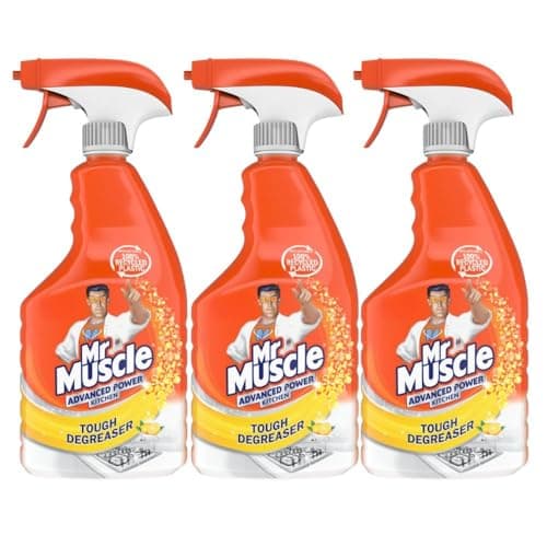 Image of Mr Muscle Advanced Power Kitchen Cleaner Stainless Steel Tough Degreaser Citrus Scent 750ml 3 Pack with Welari Thank You Card | 3 Pack | 3 x 750ml