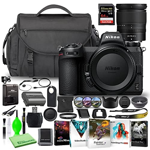 Image of Nikon Z 7II 45.7MP Mirrorless Digital Camera with 24-70mm Lens (1656) Deluxe Bundle with High-Speed 64GB Extreme SD Card + Large DSLR Camera Bag + Corel Editing Software + Filter Kit