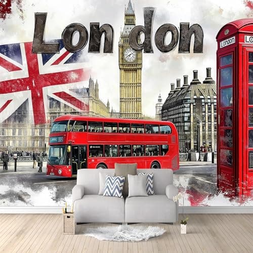 Image of London Cityscape Wall Murals Wallpaper Multicolour Wall Painting Living Room Boys Girls Bedroom Nursery Background Wall Art Decoration 250x175 cm