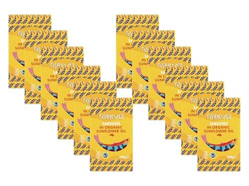 Image of Fish4Ever | Whole Sardines in Organic Sunflower Oil | Sustainably Fished Wild Sardines, Hand-Prepared, High in Omega 3 & Calcium, Packed in Organic Cold-Pressed Oil | 120g (Pack of 12)