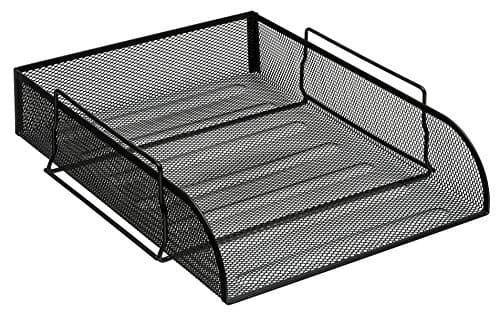 Image of OSCO Wire-Mesh Letter Tray Portrait A4 & Foolscap, Scratch-Resistant High-Density Metal, Stackable Front-Load Desktop Organiser, Office File Paper Sorter, Black