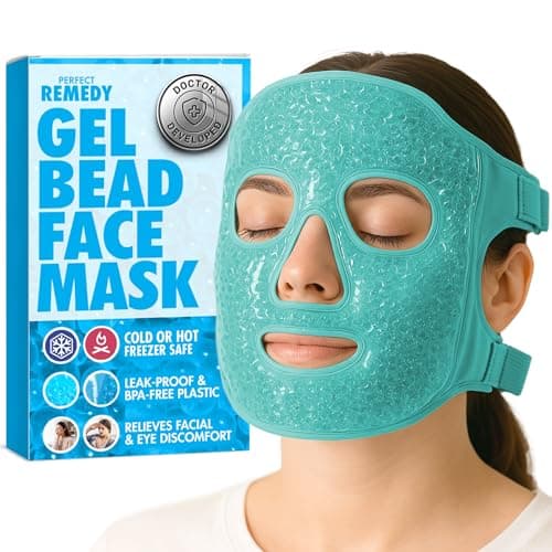 Image of Perfect Remedy Face Ice Pack, Reusable Hot & Cold Ice Face Mask, Gel Compress for Helping with Puffy Eyes and Swelling Conditions, Facial Spa Cooling Mask for Women and Men (Green)