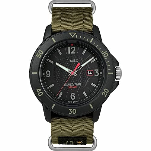 Image of Timex Expedition Gallatin Solar Men's Nylon Strap Watch TW4B14500, Olive Slip-Thru, 44 mm