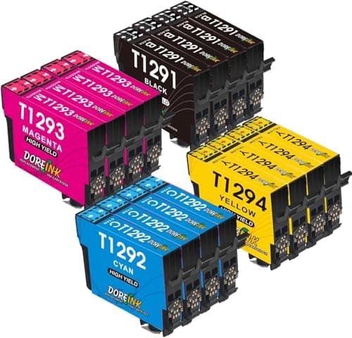 Image of DOREINK T1295 Replacement for Epson T1291 T1292 T1293 T1294 T1295 Multipack Ink Cartridges for Epson Stylus SX435W SX235W WF-3520 WF-3540 WF-7515 WF-7525 SX425W SX445W SX525WD SX535WD BX305FW, 16-Pack