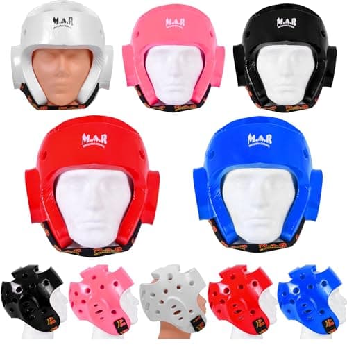Image of MAR | Blue Pro Dipped Foam Head Guard Boxing Sparring Grappling Competition Training for Kickboxing, Karate, Taekwondo, Semi Contact & More, Adult Kids Headgear (Small)