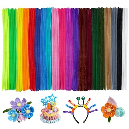 Image of Ainiv 200PCS Pipe Cleaners for Craft, 30cm Multi-Color Crafting Pipe Cleaners, Fuzzy Sticks Craft Supplies, Chenille Stems for DIY, Arts & Crafts for Creative Handmade DIY Decorations-20 Colors