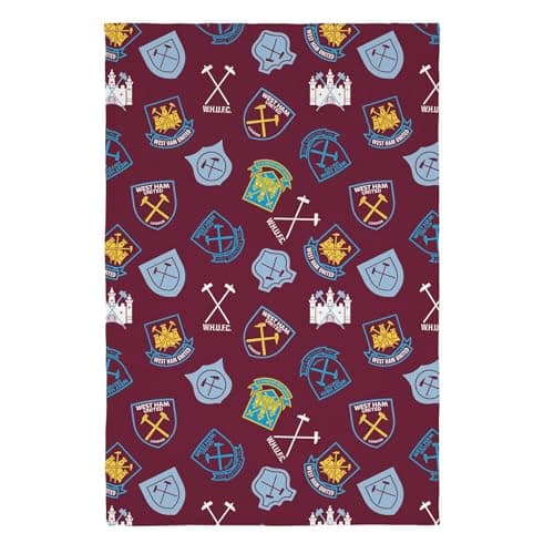 Image of dreamtex West Ham History of Crest Reversible Blanket Fleece Throw - Super Soft Comfy Cozy for Children Boys Football Fans