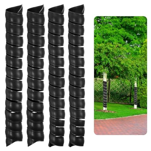 Image of PATIKIL 4 Pack Tree Trunk Protector with 2 Size Plastic Tree Wraps to Protect Bark Spiral Tree Guard Tree Bark Protector Tube Wraps for Saplings Plants for Animals Mowers, Black